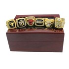 6pcs Michael Jordan Chicago Bulls Championship Rings Set With Wooden Case