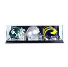  new Triple Mini Helmet Glass Display Case Cherry Moulding Uv Free Shipping