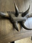 Hand Made Western Bull Horn Hat Rack With Mirror  Early 1900 s