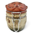 Vintage Uctci Japan Pottery Ceramic Face Jar Canister Clasp Lid Grandpa