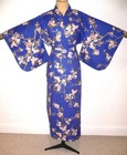 Rrp   79 New  Japanese Made  Kimono Style Dressing Gown Robe  Blue Cotton Blossom