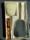 Vintage German Vanity Set  Hair Brush  Comb  Mirror  Light Green Scallop Design