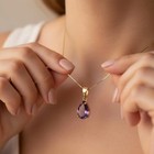 Pear Cut Amethyst Necklace     Dainty Gold Teardrop Pendant