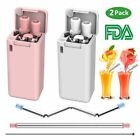 9 05  Long Reusable 4 Pack Straws Stainless Steel Drinking Flexible Collapsible