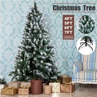 Artificial Christmas Tree Snow Flocked Pine Cone 4 5 6 7ft Spruce With Stand Us