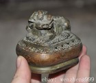 2 6 old Chinese Ancient Bronze Fengshui Beast Incense Burner Censer Statue
