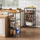 4 Tier Black Rolling Wire Shelf Adjustable Storage Rack With Wheels