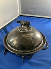 Antique Simpson Hall Miller   Co Silverplate Butter Caviar Dish Cow Handle 3pc