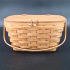 Longaberger Medium Picnic Basket With Attached Lid Handwoven 1986 Vintage