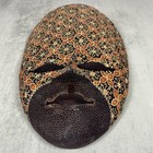 Carved Indonesian Wooden Mask Javanese Batik Decorative 11  X 8  Brown Orange