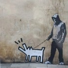 Banksy Style Pop Art Man Dog Resin Statue Sculpture Figurine Home Office Decor