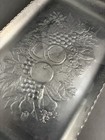 Vintage Hand Forged Aluminum Rectangular Tray W ornate Harvest Fruit Motif 6 25 