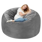 4ft Memory Foam Bean Bag Chair - Large Soft Sofa With Dutch Velvet Cover - Grey