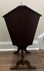 Vintage Wooden Standing Sewing Box  Cabinet W  Legs   Double-hinged Lid   Tray