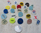    vintage Golf Ball Markers Lot Plastic  Wood  Advertising  Maytag  Clubs 