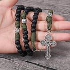 Green Paracord Rosary Heavy Duty Cord St Michael Medal   Pardon Cross