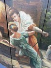 66989  Custom Hand Painted Oil On Canvass 4 Section Room Divider Dressing Screen