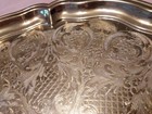 Vtg 1980 Brass Platter Large Scalloped Oval Serving Tray 17 5  Ornate   India 