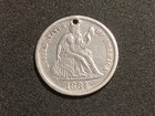 1884 Seated Liberty Dime - Engraved 1880   s - M A Y - Love Token -  b3