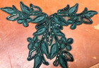 Applique Embroidered Beads Pearls Soutache 3 75x5 5 Flowers Forest Green 1pc