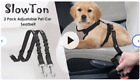 New Adjustable Dog Car Seat Belt  2 Pack  Black