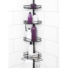 Adjustable Bronze Shower Caddy Tension Pole W  4 Shelves Hooks Towel Bar New