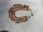 Worthington Signed Gold Tone Red pink Glass Bead Choker Necklace Adjustable
