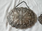 Vtg-lot 2  Turkish 900 Silver Repousse Hanging  Ornate Floral Wedding Mirrors
