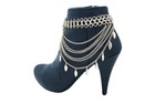 Women Gold Metal Chain Boot Bracelet Anklet Shoe Leaf Charm Jewelry Collection