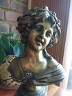 French Art Nouveau Gilded Bronze Bust Art Sculpture 12  Vtg 1880 s Circa Rare