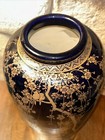 Vintage Satsuma Vase Hand Painted Asian Japanese Gold Black Art Bonsai Antique