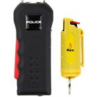 Police Stun Gun Burn Pepper Spray Self Defense Combo - 512 Black   Yellow