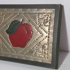 Vintage Apple Folk Art Wall Hanging Punched Metal On Wood
