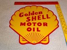 Vintage Nos Golden Shell Motor Oil 11 3 4  Porcelain Metal Gasoline Station Sign