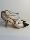 Chanel Cc Logo Faux Pearl Straps Heel Pumps  38 5 Us 8-8 5  Two Tone