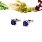 Handmade Amethyst Cufflinks-sterling Silver Purple Gemstone Cufflinks