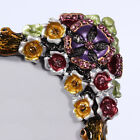 Bejeweled Flower Bouquet Antique Look Photo Frame  Enamel Painted W  Crystals