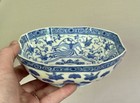 Antique Japanese Porcelain Bue   White  phoenix  Bowl - Hand Painted   Signed