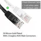 Cat 6 Ethernet Cable 50ft 2 Pack Lan Cable Faster Than Cat5e cat5  Slim Long    