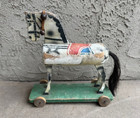Vintage Wooden Pull Toy Horse  Circa 1900  Original Paint  Real Horse Hair Tail