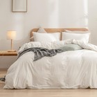 100  Washed Cotton Duvet Cover Set Linen Feel Soft Bedding 8 Corner Ties