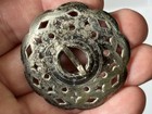1700 s Silver Fur Trade Era Decorated Brooch Engraved Gorget Pin   Large Example