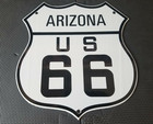 Vintage Arizona Route United States U s  66 11 3 4  Porcelain Metal Gas Oil Sign