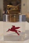 Rare Vintage Mobil Mobilgas Table Lighter W Red Pegasus Horse 