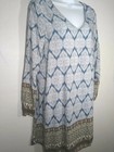 Women s Charlotte Russe Tunic Dress Small Boho Print Long Sleeve V Neck Top