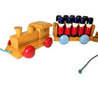 Vtg 1986 Wooden Toy Train Soldiers Non-toxic Pull String Counting Learning Toy