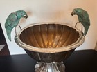 Large Mexican Emilia Castillo Silver Plated Punch Bowl W  Parrot Birds Dec 