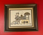 Girard Watch Train Picture Framed Clock Parts Collage Vtg 1970s Signed