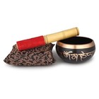 Tibetan Singing Bowl 4 Inch Black Set With Beater And Cushion