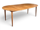 Danish Modern Teak Extendable Dining Table Round Oval 2 Leaves Restored